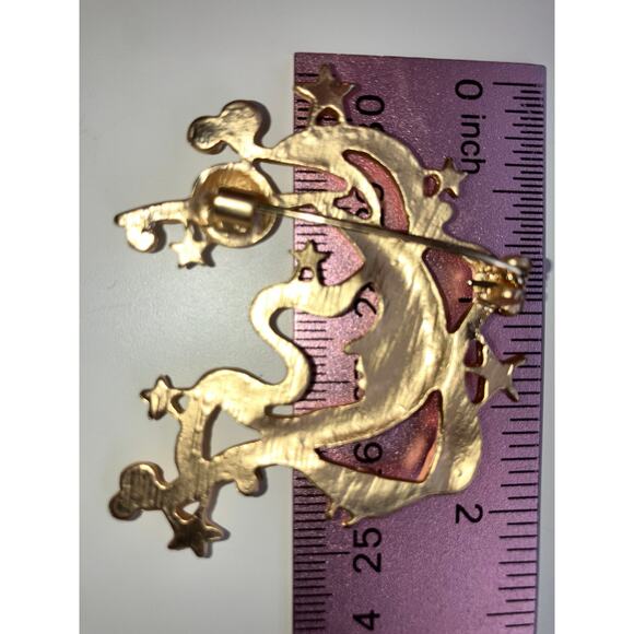 NWOT! Moon Jupiter Stars Gold-Tone 2.25" Brooch! - Picture 7 of 8